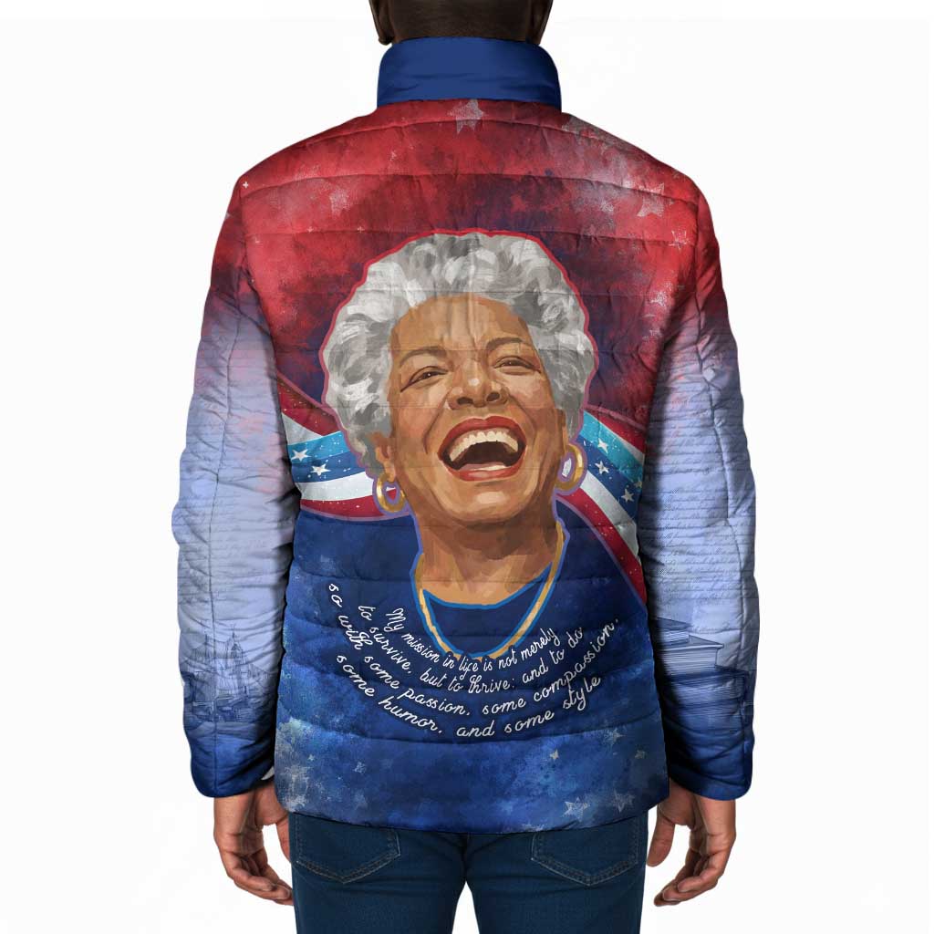 Maya Angelou Padded Jacket Inspirational Life Mission Quote Celebration of Joy Passion and Compassion - African Pride