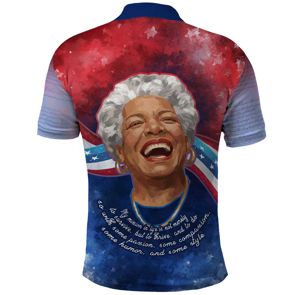 Maya Angelou Polo Shirt Inspirational Life Mission Quote Celebration of Joy Passion and Compassion - African Pride