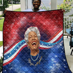 Maya Angelou Quilt Inspirational Life Mission Quote Celebration of Joy Passion and Compassion - African Pride