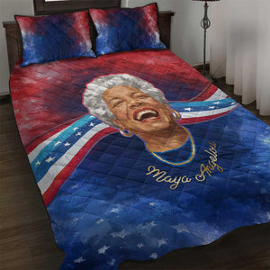Maya Angelou Quilt Bed Set Inspirational Life Mission Quote Celebration of Joy Passion and Compassion - African Pride