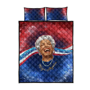 Maya Angelou Quilt Bed Set Inspirational Life Mission Quote Celebration of Joy Passion and Compassion - African Pride