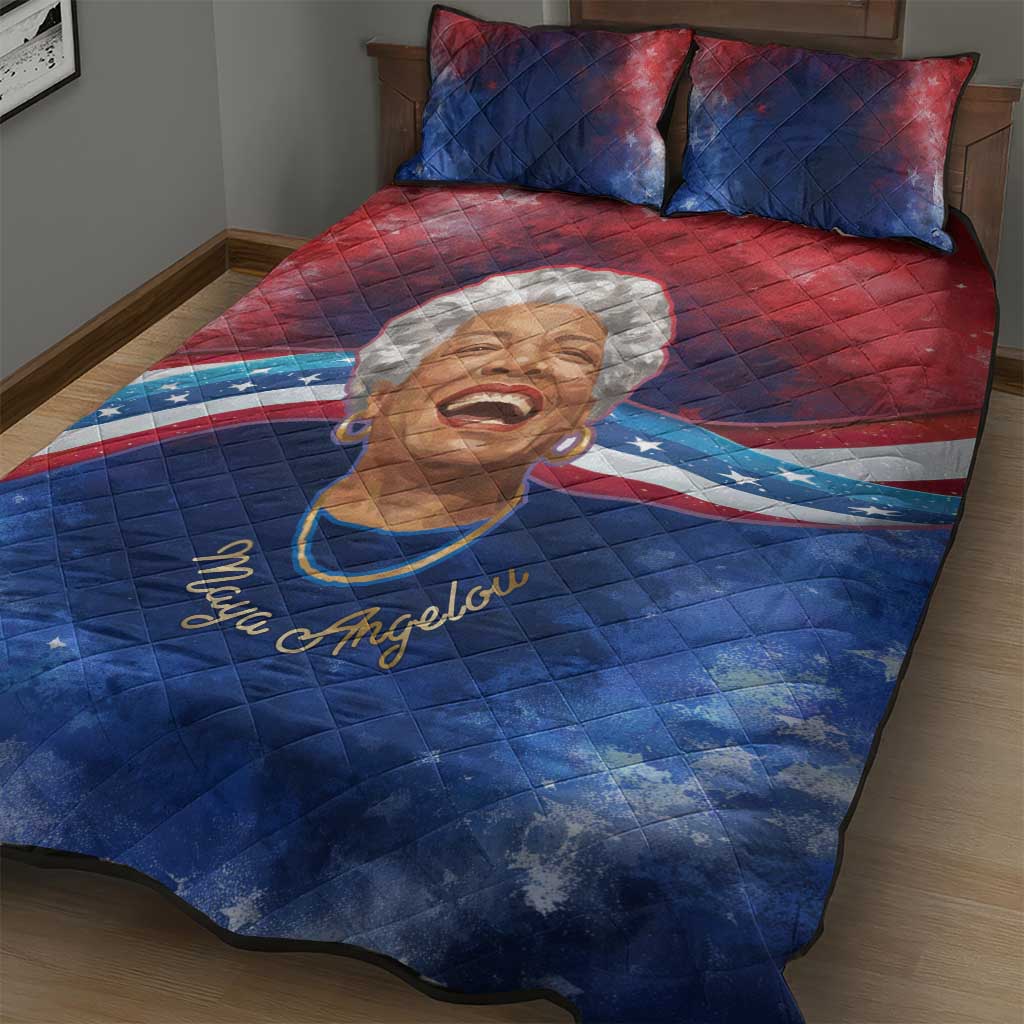Maya Angelou Quilt Bed Set Inspirational Life Mission Quote Celebration of Joy Passion and Compassion - African Pride