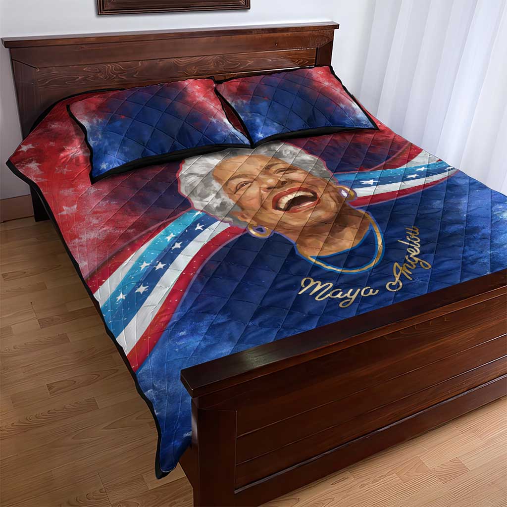 Maya Angelou Quilt Bed Set Inspirational Life Mission Quote Celebration of Joy Passion and Compassion - African Pride