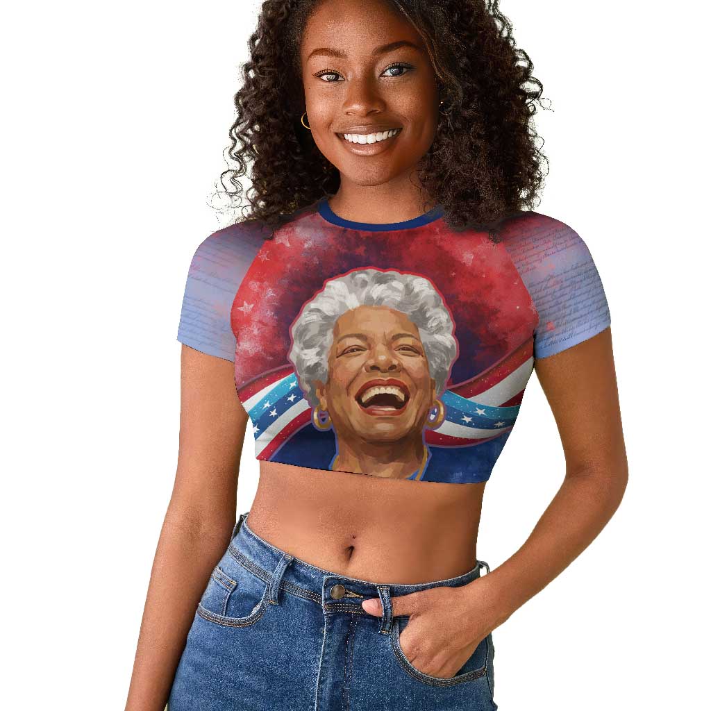 Maya Angelou Raglan Cropped T shirt Inspirational Life Mission Quote Celebration of Joy Passion and Compassion - African Pride