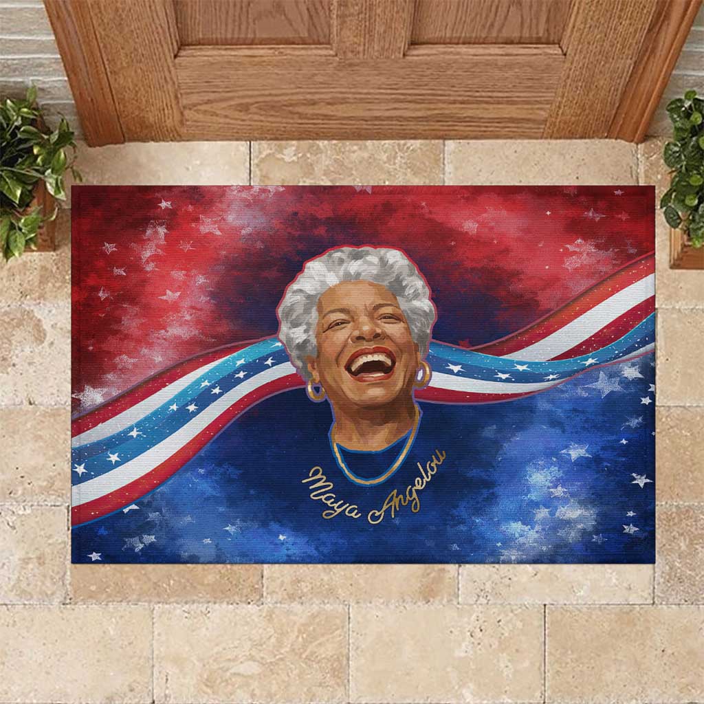 Maya Angelou Rubber Doormat Inspirational Life Mission Quote Celebration of Joy Passion and Compassion - African Pride