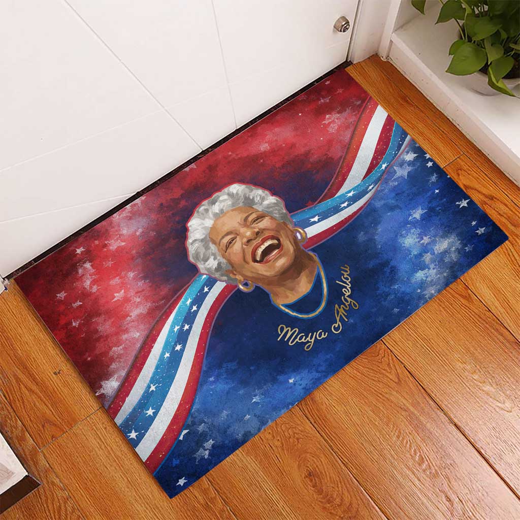 Maya Angelou Rubber Doormat Inspirational Life Mission Quote Celebration of Joy Passion and Compassion - African Pride