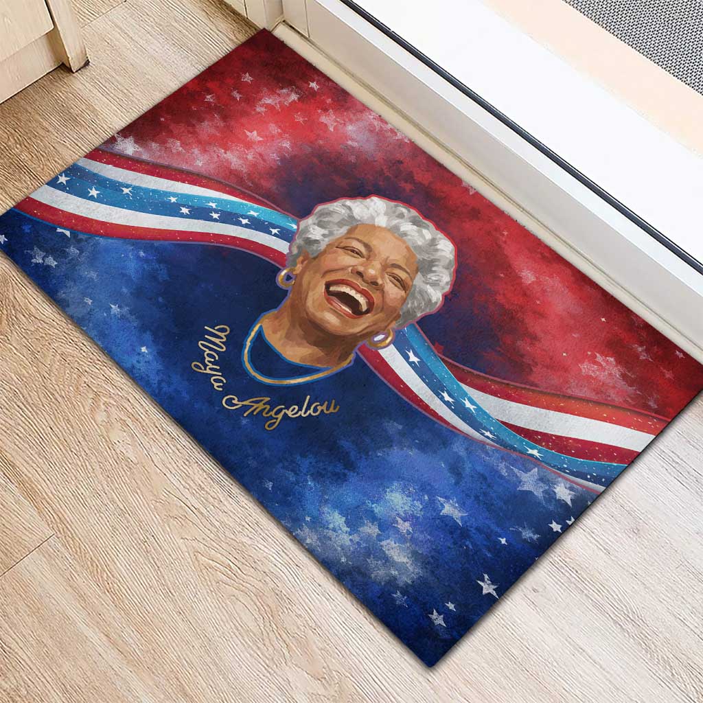 Maya Angelou Rubber Doormat Inspirational Life Mission Quote Celebration of Joy Passion and Compassion - African Pride