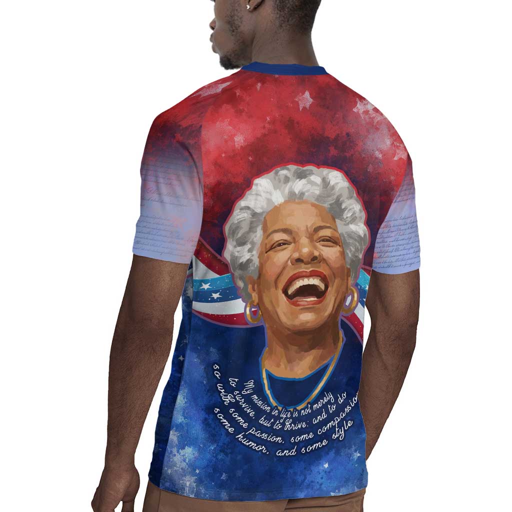 Maya Angelou Rugby Jersey Inspirational Life Mission Quote Celebration of Joy Passion and Compassion - African Pride