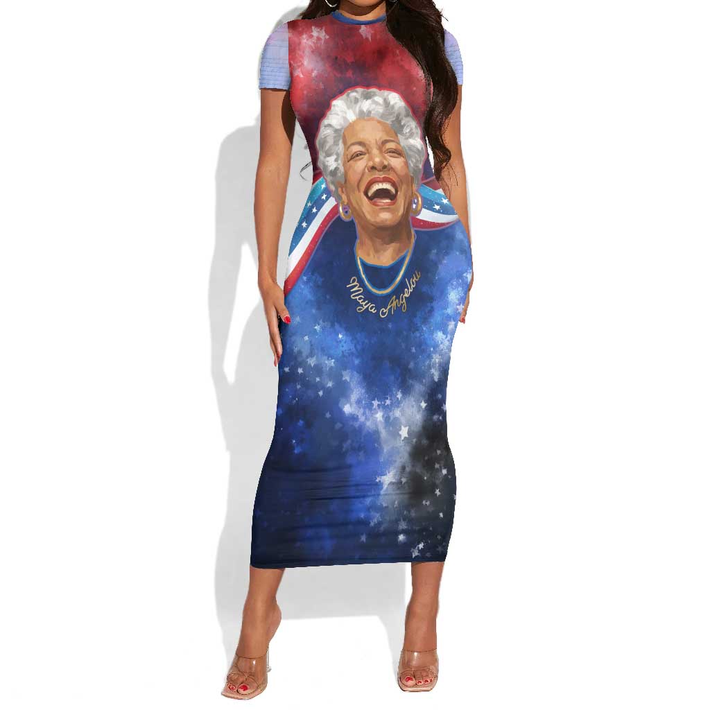 Maya Angelou Short Sleeve Bodycon Dress Inspirational Life Mission Quote Celebration of Joy Passion and Compassion - African Pride