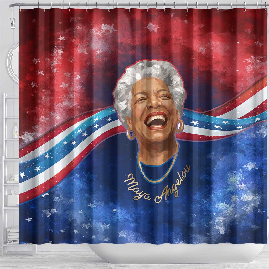 Maya Angelou Shower Curtain Inspirational Life Mission Quote Celebration of Joy Passion and Compassion - African Pride