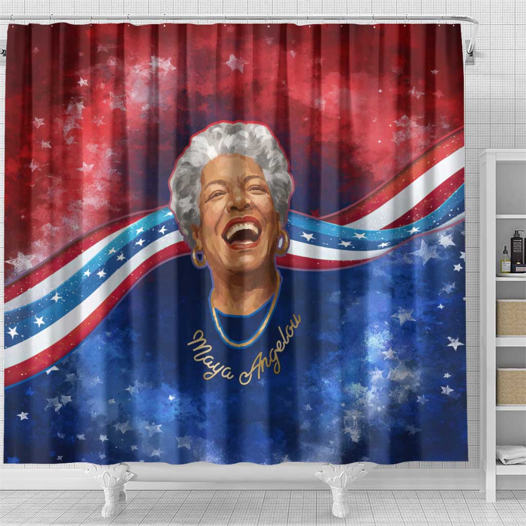 Maya Angelou Shower Curtain Inspirational Life Mission Quote Celebration of Joy Passion and Compassion - African Pride