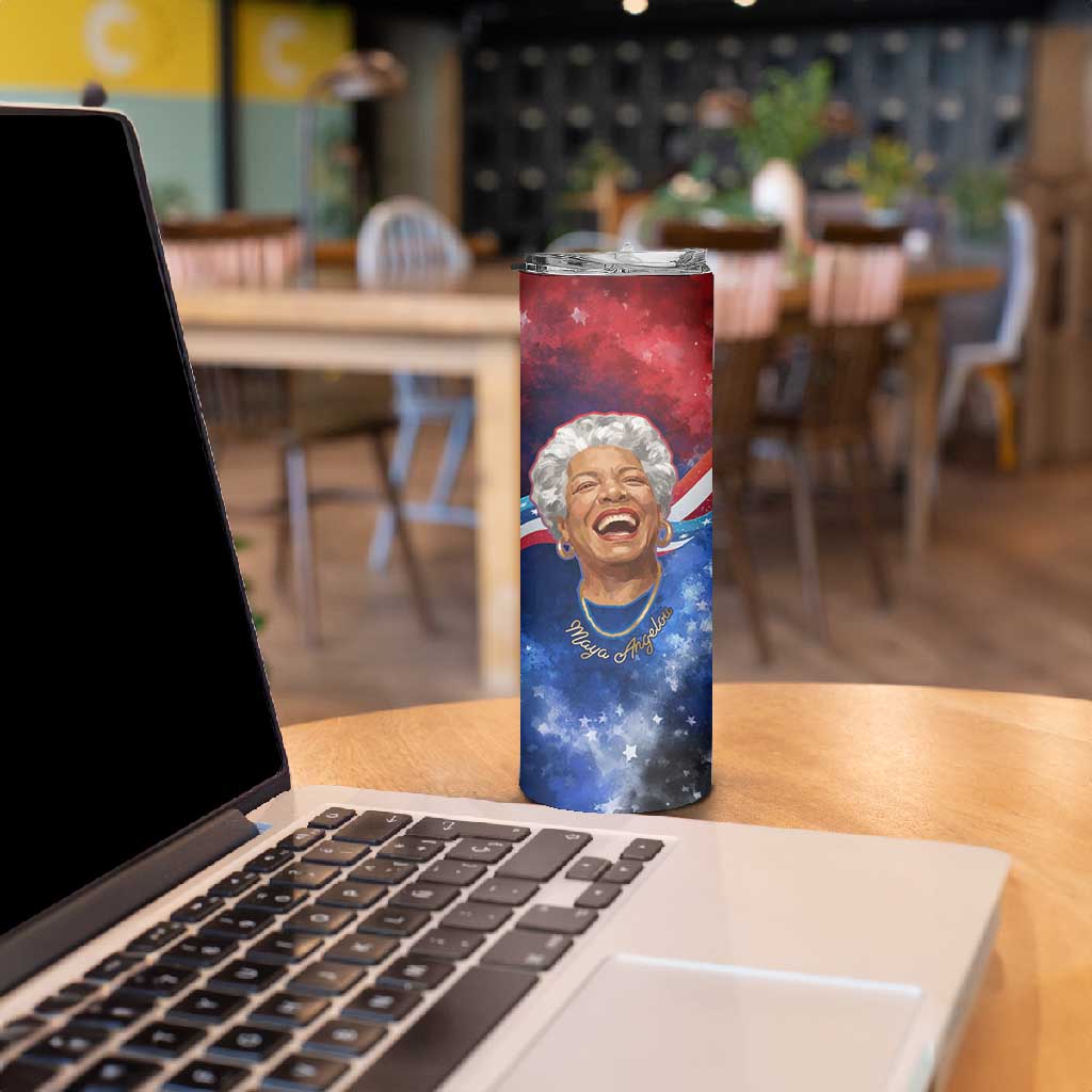 Maya Angelou Skinny Tumbler Inspirational Life Mission Quote Celebration of Joy Passion and Compassion - African Pride