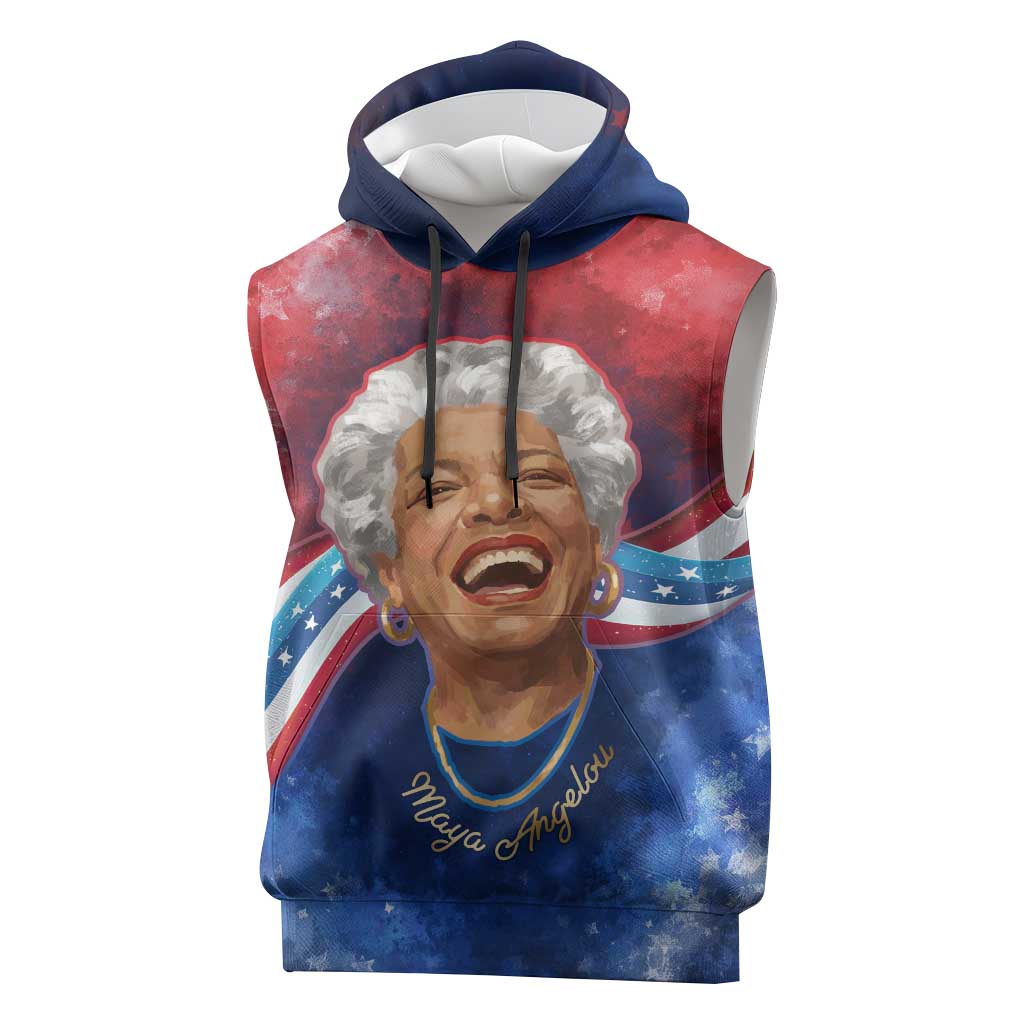 Maya Angelou Sleeveless Hoodie Inspirational Life Mission Quote Celebration of Joy Passion and Compassion - African Pride
