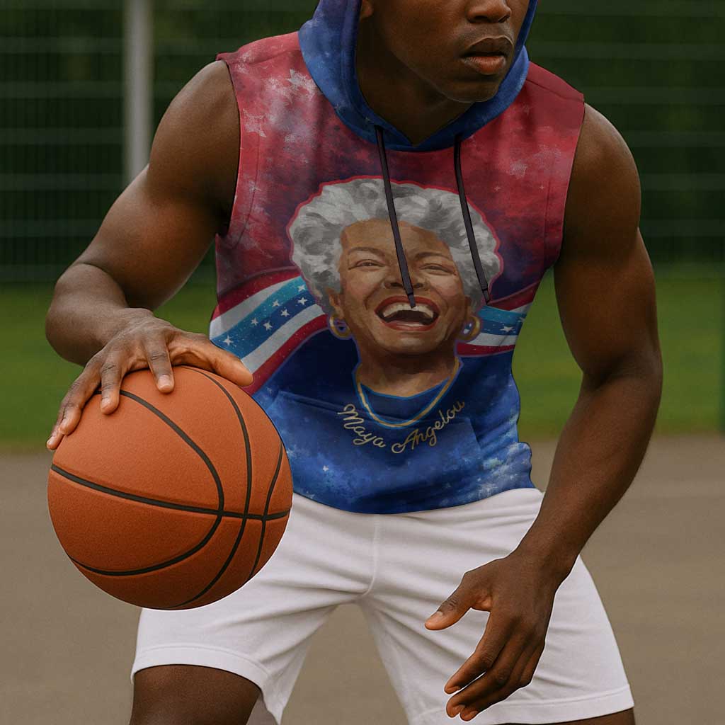 Maya Angelou Sleeveless Hoodie Inspirational Life Mission Quote Celebration of Joy Passion and Compassion - African Pride