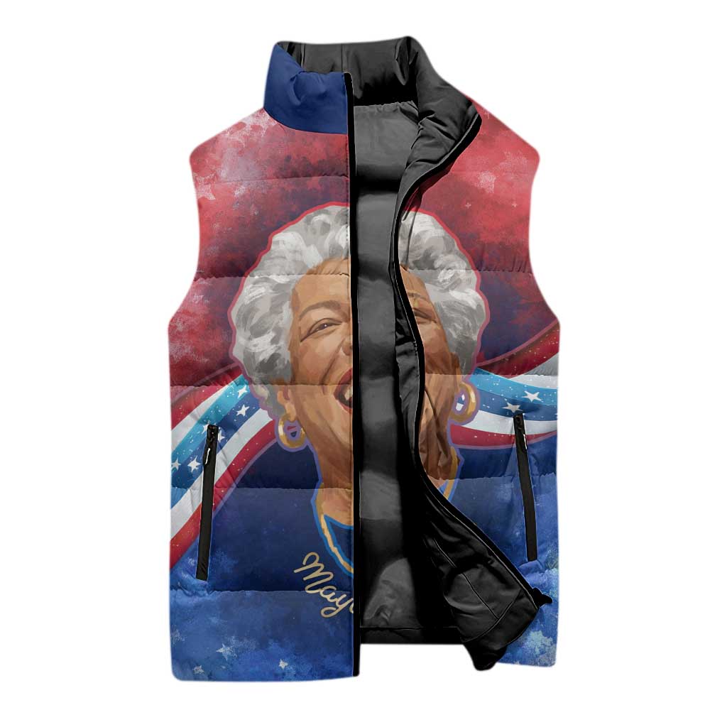 Maya Angelou Sleeveless Puffer Jacket Inspirational Life Mission Quote Celebration of Joy Passion and Compassion - African Pride