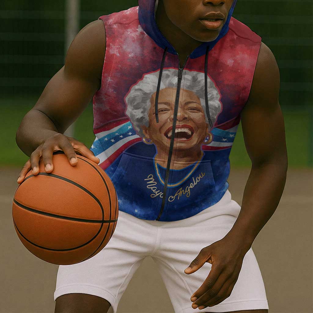 Maya Angelou Sleeveless Zip Hoodie Inspirational Life Mission Quote Celebration of Joy Passion and Compassion - African Pride