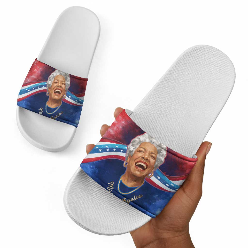 Maya Angelou Slide Sandals Inspirational Life Mission Quote Celebration of Joy Passion and Compassion - African Pride