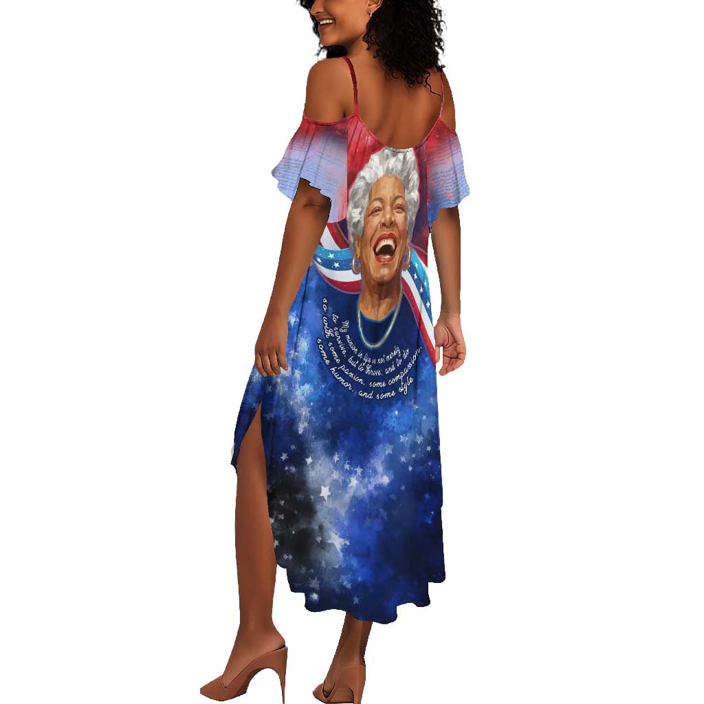 Maya Angelou Summer Maxi Dress Inspirational Life Mission Quote Celebration of Joy Passion and Compassion - African Pride