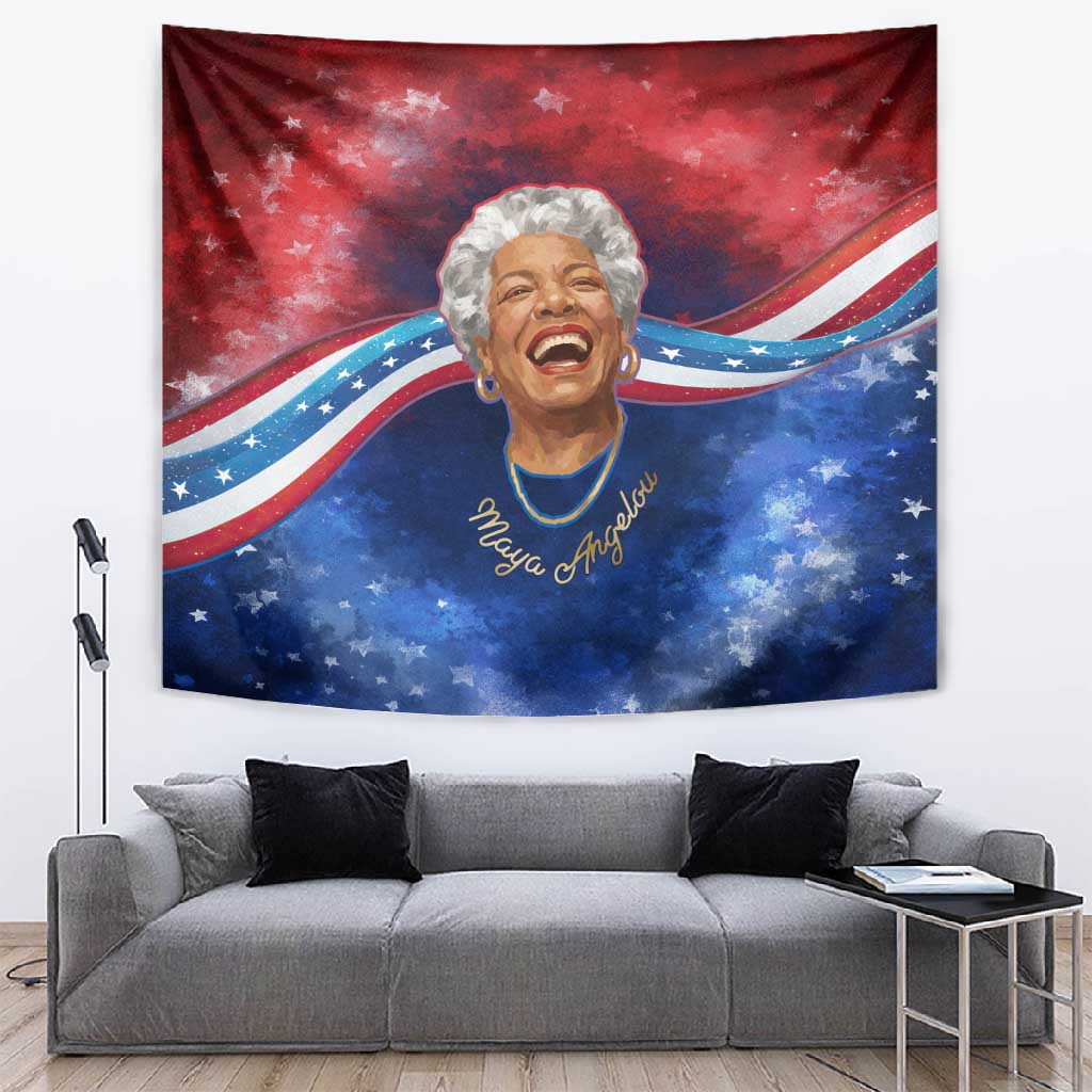 Maya Angelou Tapestry Inspirational Life Mission Quote Celebration of Joy Passion and Compassion - African Pride