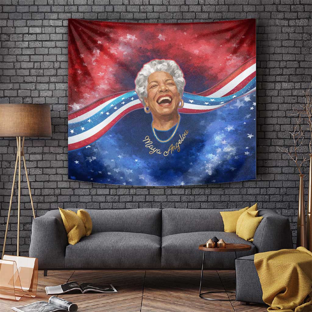 Maya Angelou Tapestry Inspirational Life Mission Quote Celebration of Joy Passion and Compassion - African Pride