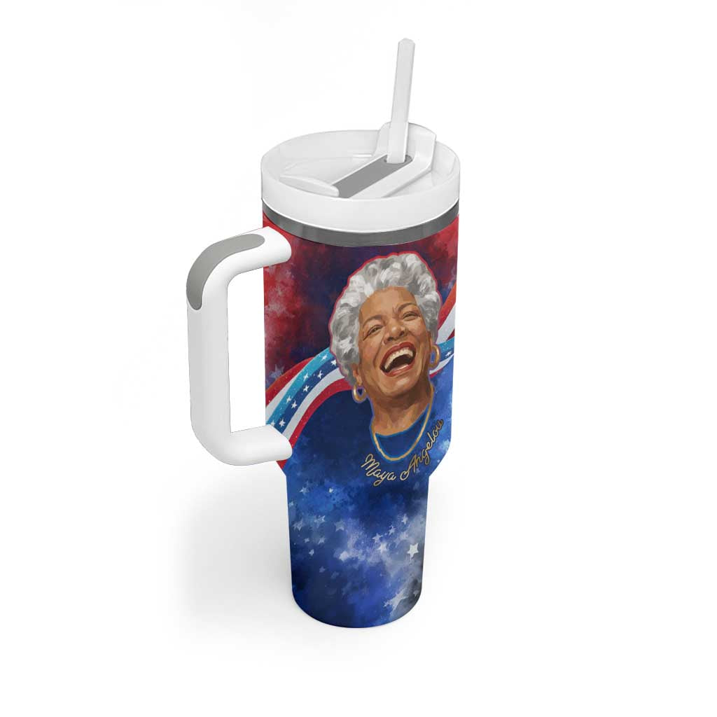 Maya Angelou Tumbler With Handle Inspirational Life Mission Quote Celebration of Joy Passion and Compassion - African Pride