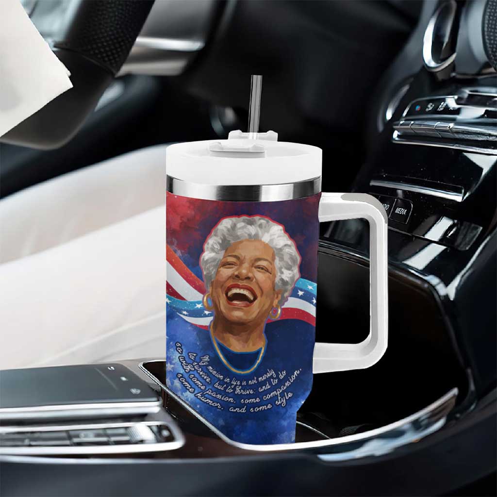 Maya Angelou Tumbler With Handle Inspirational Life Mission Quote Celebration of Joy Passion and Compassion - African Pride