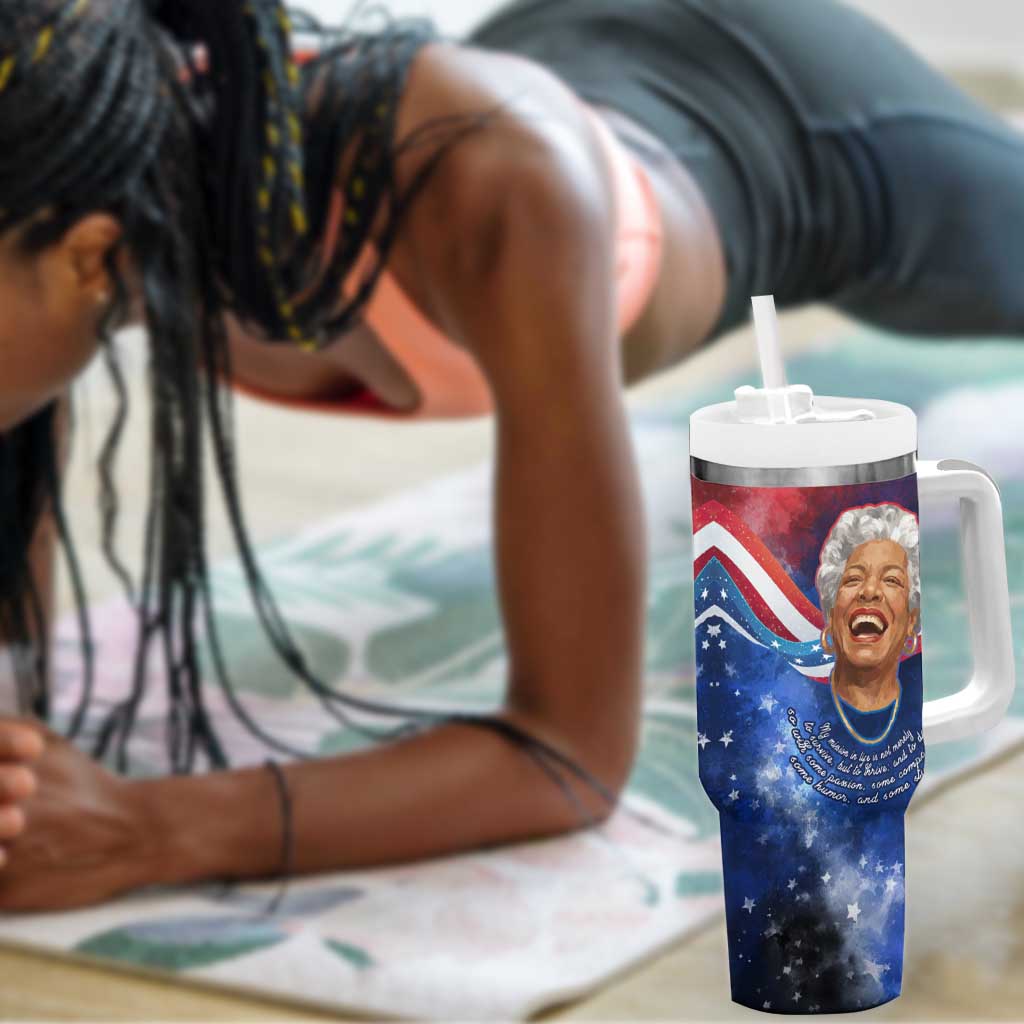 Maya Angelou Tumbler With Handle Inspirational Life Mission Quote Celebration of Joy Passion and Compassion - African Pride