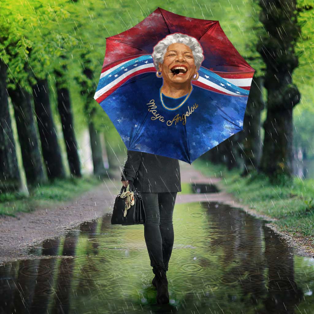 Maya Angelou Umbrella Inspirational Life Mission Quote Celebration of Joy Passion and Compassion - African Pride