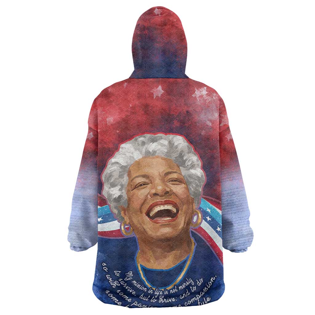 Maya Angelou Wearable Blanket Hoodie Inspirational Life Mission Quote Celebration of Joy Passion and Compassion - African Pride