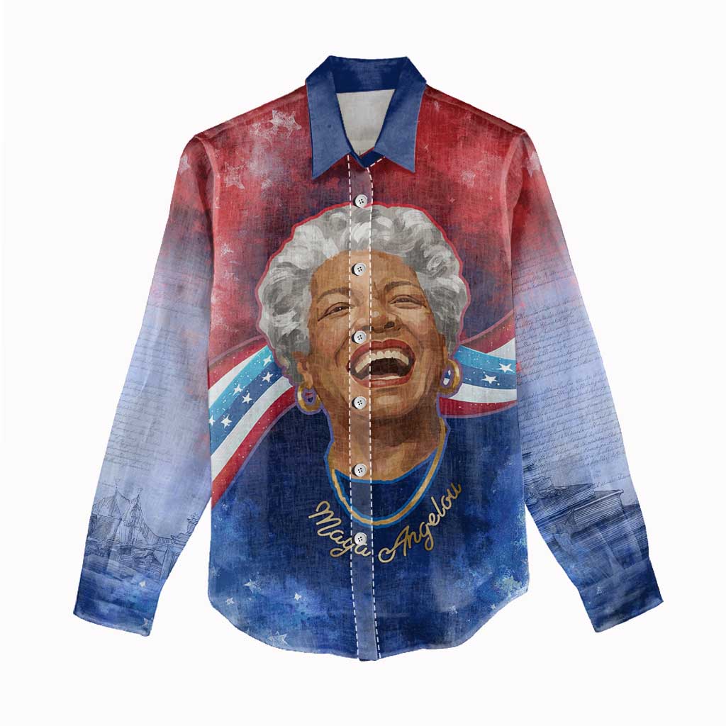 Maya Angelou Women Casual Shirt Inspirational Life Mission Quote Celebration of Joy Passion and Compassion - African Pride