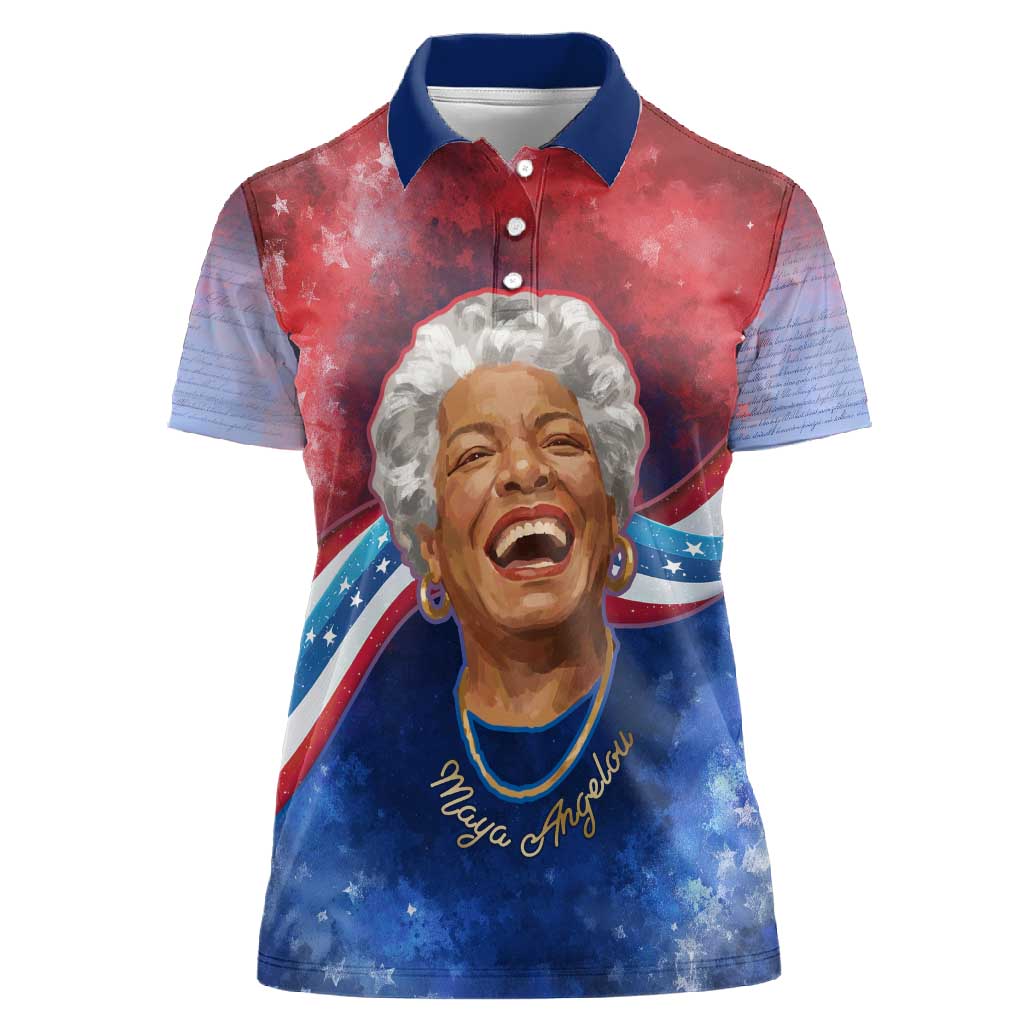 Maya Angelou Women Polo Shirt Inspirational Life Mission Quote Celebration of Joy Passion and Compassion - African Pride