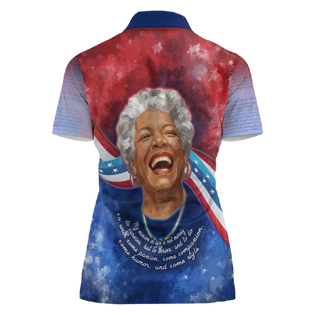 Maya Angelou Women Polo Shirt Inspirational Life Mission Quote Celebration of Joy Passion and Compassion - African Pride