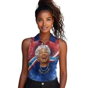 Maya Angelou Women Sleeveless Polo Shirt Inspirational Life Mission Quote Celebration of Joy Passion and Compassion - African Pride