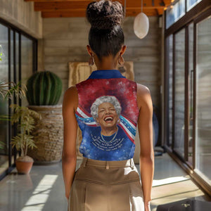 Maya Angelou Women Sleeveless Polo Shirt Inspirational Life Mission Quote Celebration of Joy Passion and Compassion - African Pride