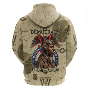 Double V Campaign Tuskegee Airmen Hoodie Vintage Military Aviation P-51 Mustang World War II Art