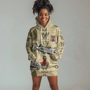 Double V Campaign Tuskegee Airmen Hoodie Dress Vintage Military Aviation P-51 Mustang World War II Art