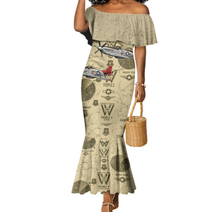Double V Campaign Tuskegee Airmen Mermaid Dress Vintage Military Aviation P-51 Mustang World War II Art