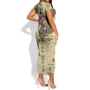 Double V Campaign Tuskegee Airmen Short Sleeve Bodycon Dress Vintage Military Aviation P-51 Mustang World War II Art