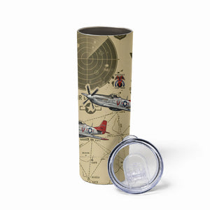 Double V Campaign Tuskegee Airmen Skinny Tumbler Vintage Military Aviation P-51 Mustang World War II Art