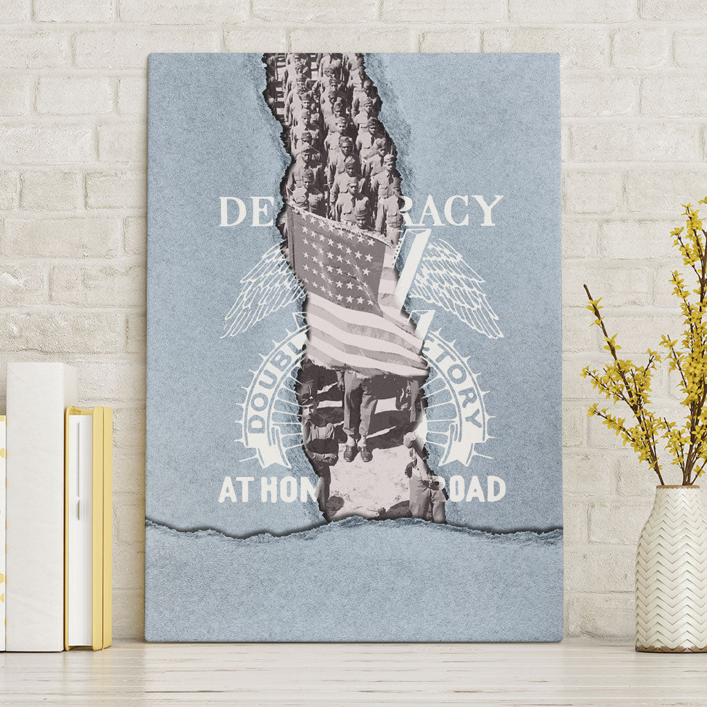 Double V Campaign American Democracy Canvas Wall Art Military Buffalo Soldiers World War II Heritage Art