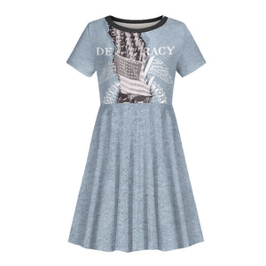 Double V Campaign American Democracy Kid Short Sleeve Dress Military Buffalo Soldiers World War II Heritage Art