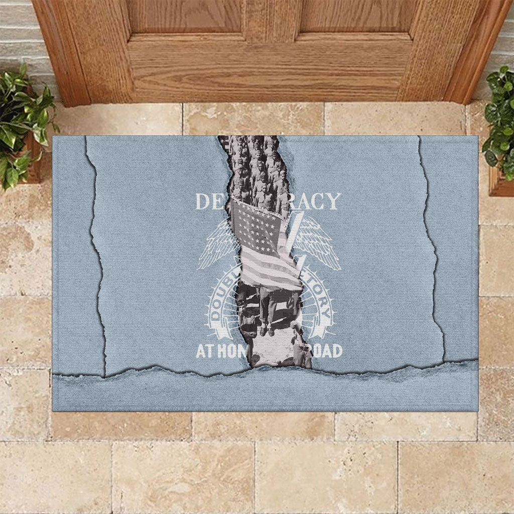 Double V Campaign American Democracy Rubber Doormat Military Buffalo Soldiers World War II Heritage Art