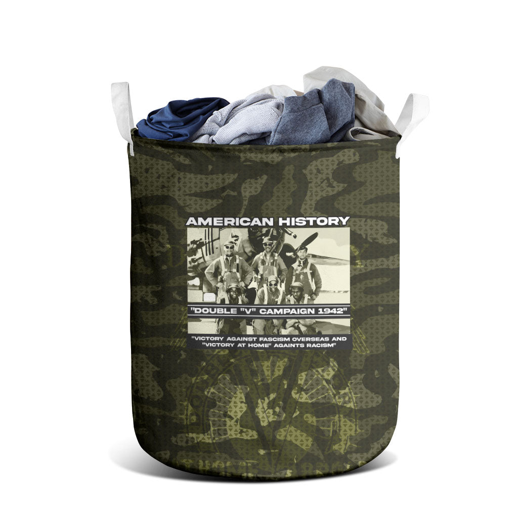 Double V Campaign American History 1942 Laundry Basket Military Camouflage Tuskegee Airmen World War II