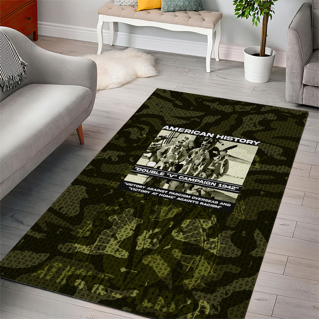 Double V Campaign American History 1942 Area Rug Military Camouflage Tuskegee Airmen World War II