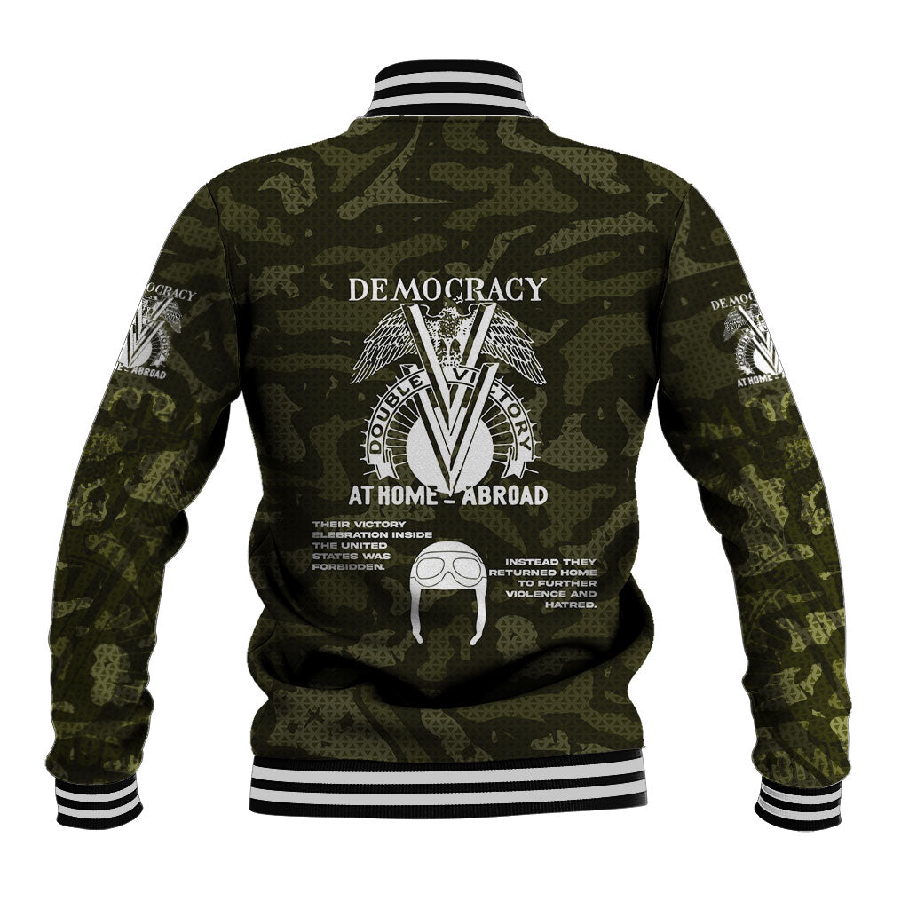 Double V Campaign American History 1942 Baseball Jacket Military Camouflage Tuskegee Airmen World War II