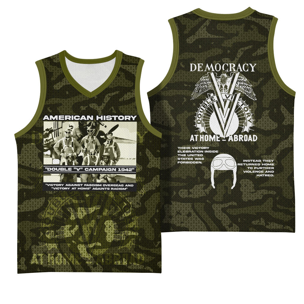 Double V Campaign American History 1942 Basketball Jersey Military Camouflage Tuskegee Airmen World War II