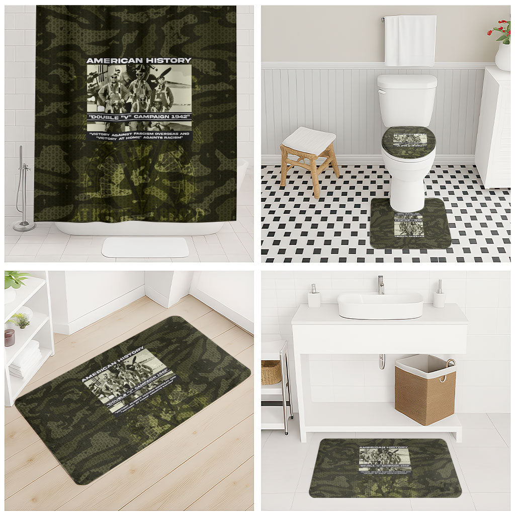 Double V Campaign American History 1942 Bathroom Set Military Camouflage Tuskegee Airmen World War II