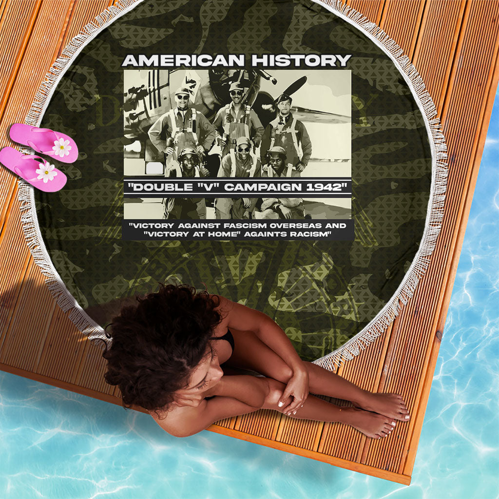 Double V Campaign American History 1942 Beach Blanket Military Camouflage Tuskegee Airmen World War II