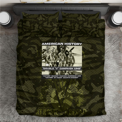 Double V Campaign American History 1942 Bedding Set Military Camouflage Tuskegee Airmen World War II