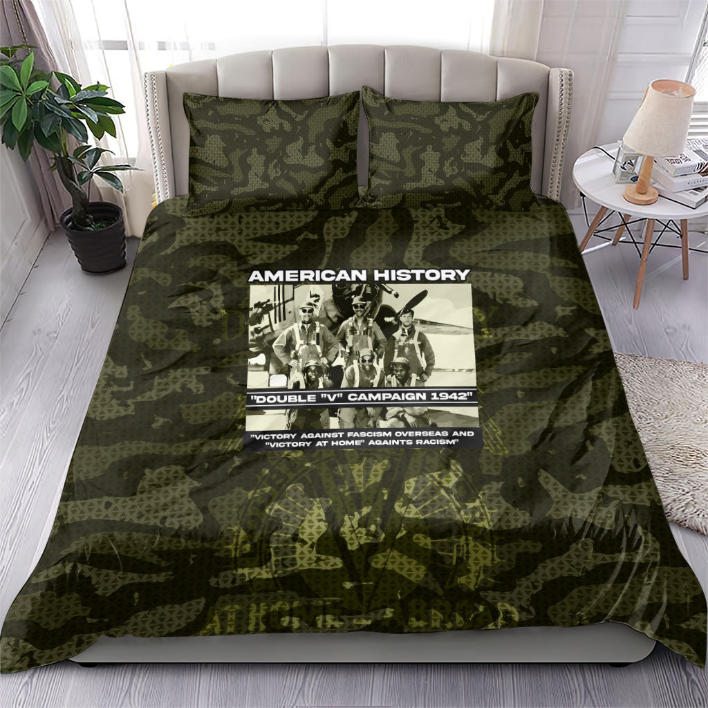 Double V Campaign American History 1942 Bedding Set Military Camouflage Tuskegee Airmen World War II